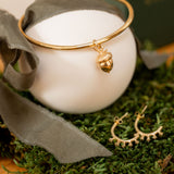 Gold Small Acorn Capsule Memory Bangle
