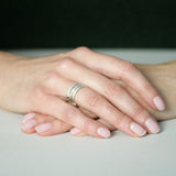 ivy leaf stacking rings on hands