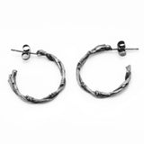 Oxidised Twisted Twig Hoops on white background