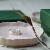 Cow parely ring flat wide wedding band