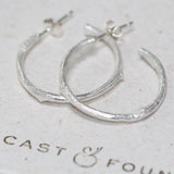 Silver Twig Hoop Earrings