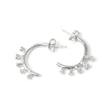 Silver Ivy bud half hoop earrings on white background
