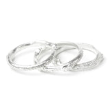 ivy leaf silver stacking rings in white background