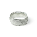 Silver Snow Drop Leaf Wrap Ring on white background