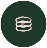 illustration of three stem Stacking Ring on green circle background
