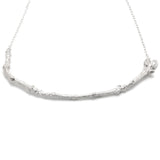 Silver Textured Twig Necklace on white background