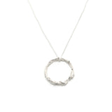 silver wreath pendant on white background