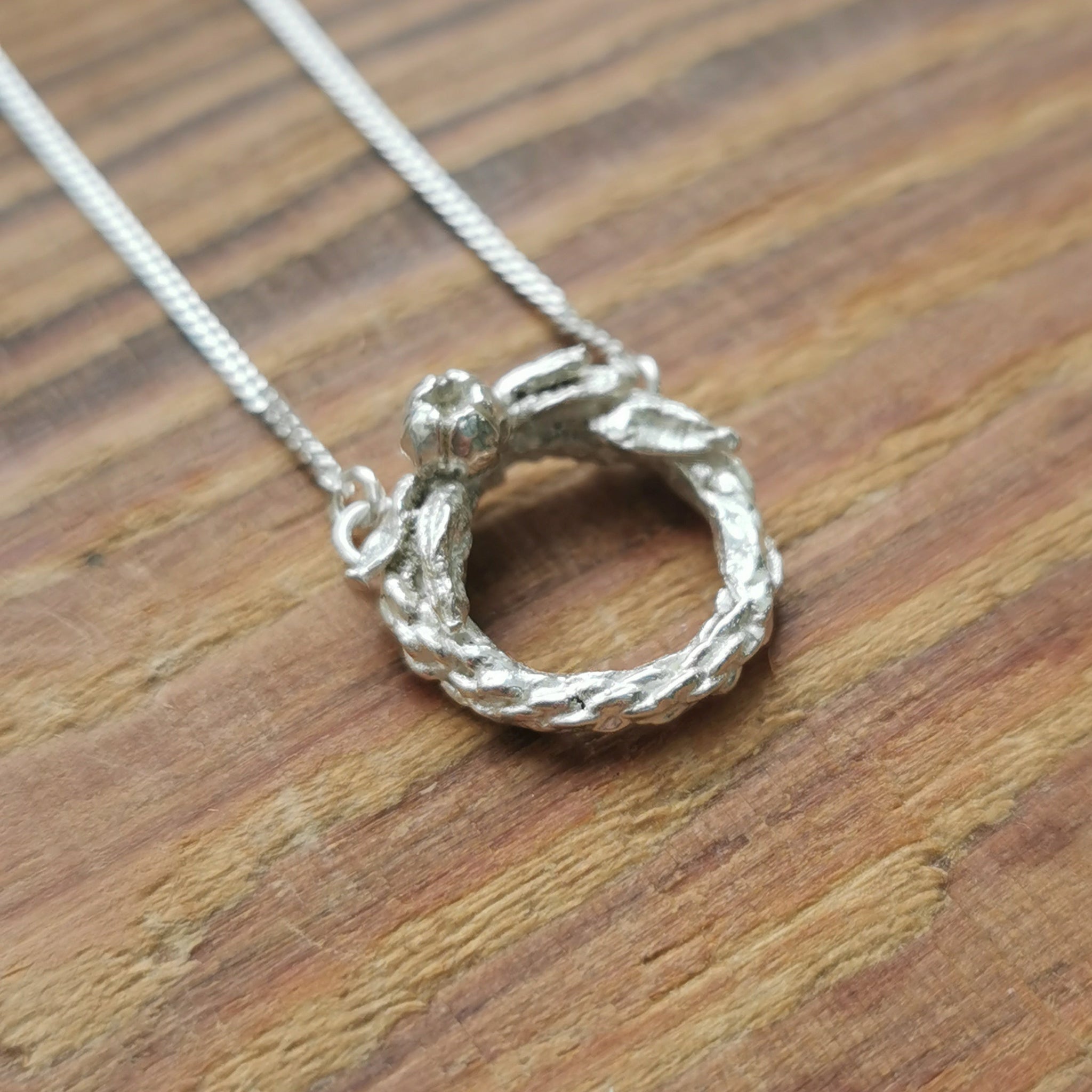 Silver Wreath and Leaf Pendant