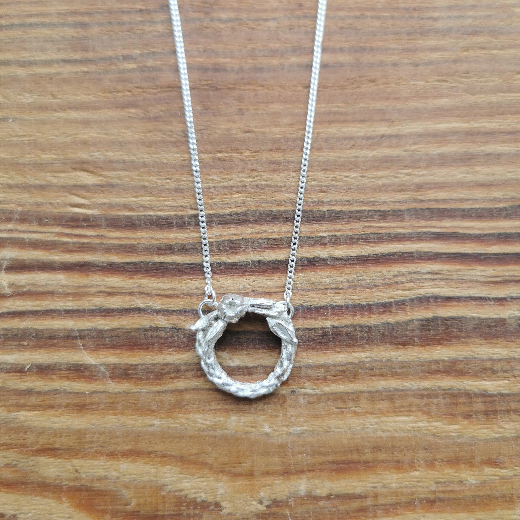 Silver Wreath and Leaf Pendant
