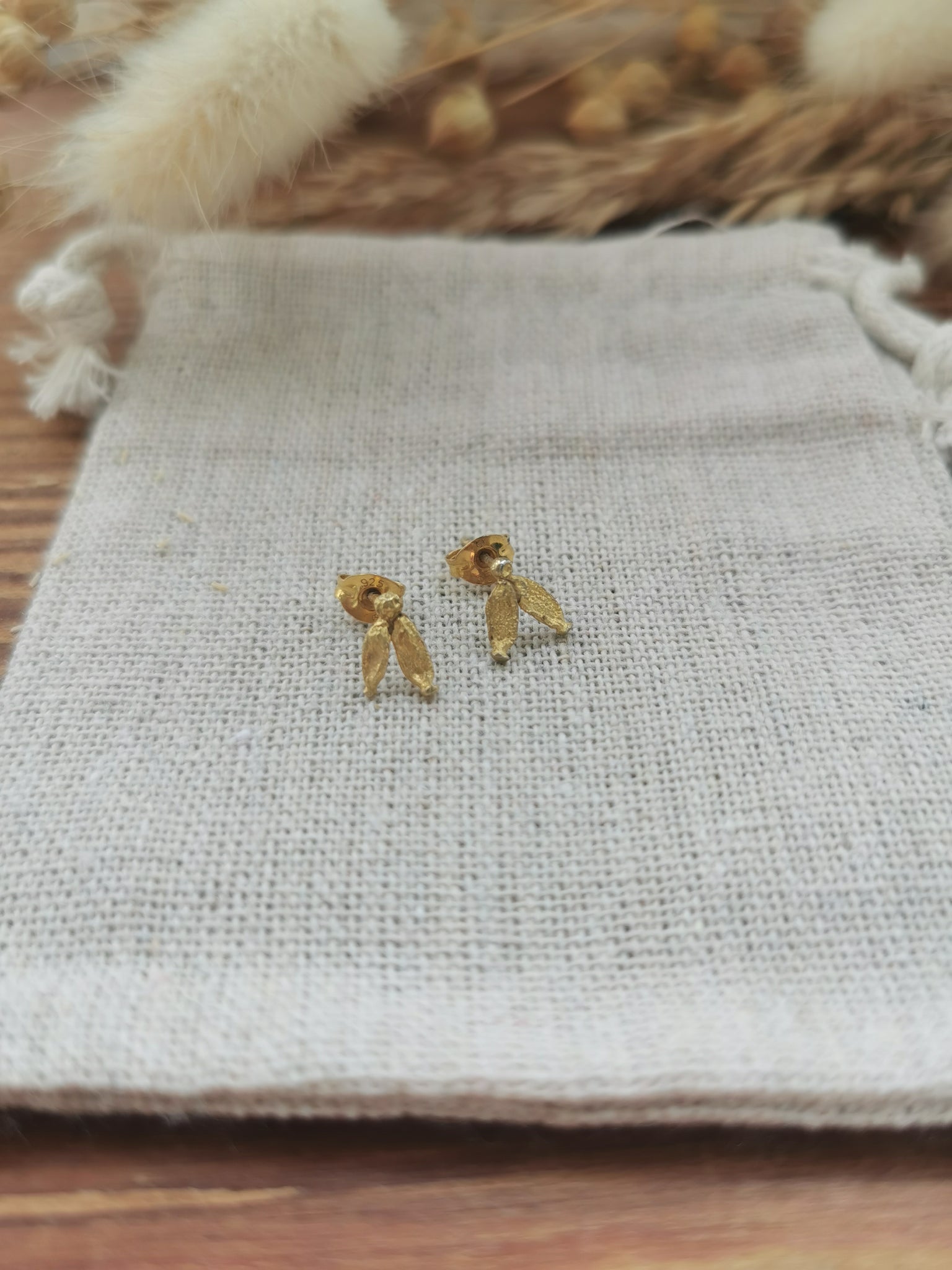 Gold Plated Seed Pod Studs