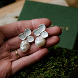 Flower pearl earrings bridal handmade