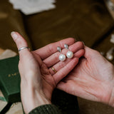 Cast and found Sunflower pearl earrings and made bridal gift