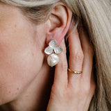 Hydrangea flower earrings wedding day bride handmade 