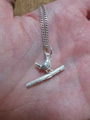 Robin on Twig Pendant