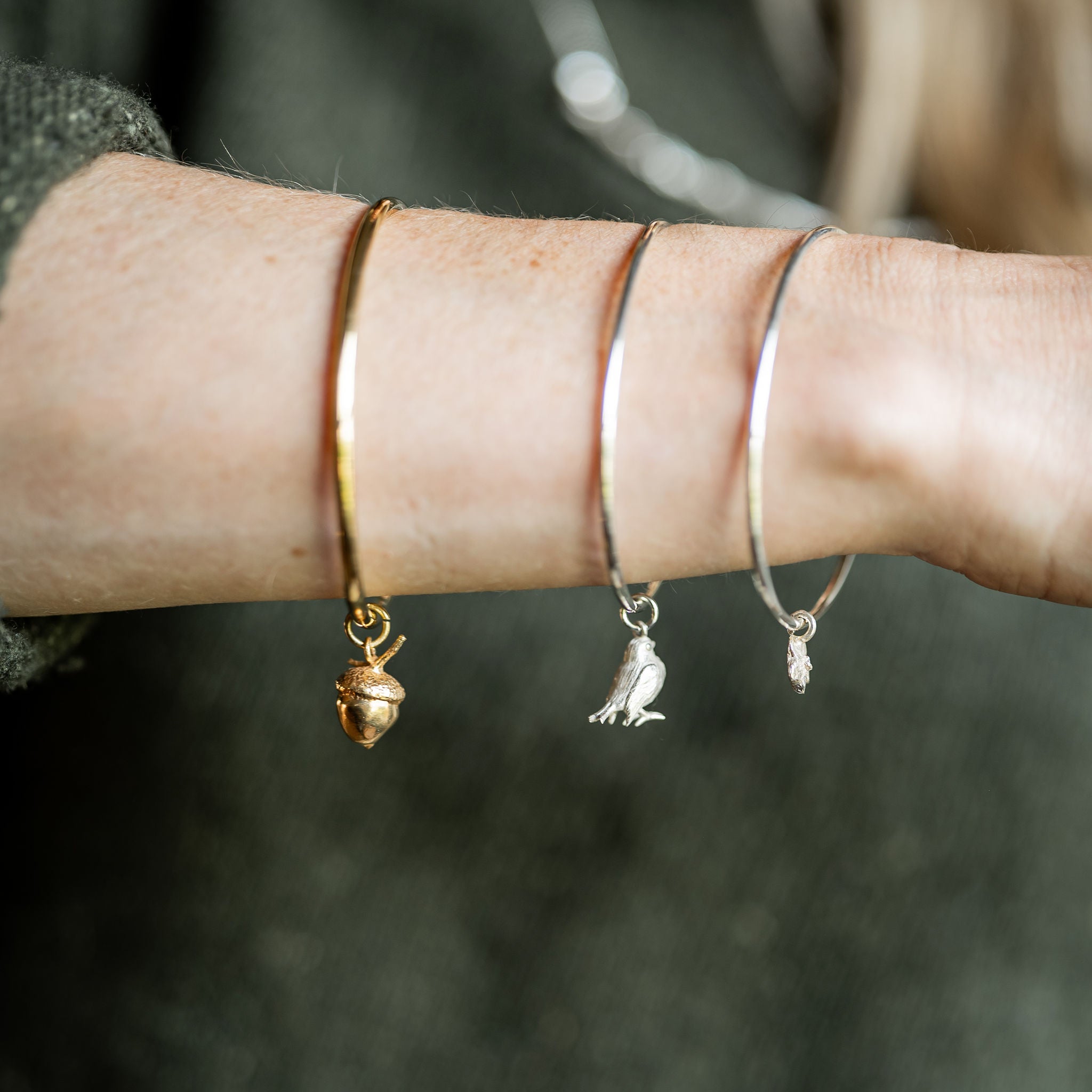 Bangles Capsules Gold Small Acorn Capsule Memory Bangle – Cast & Found