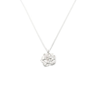 Silver Hedgerow Flower Drop necklace on white background