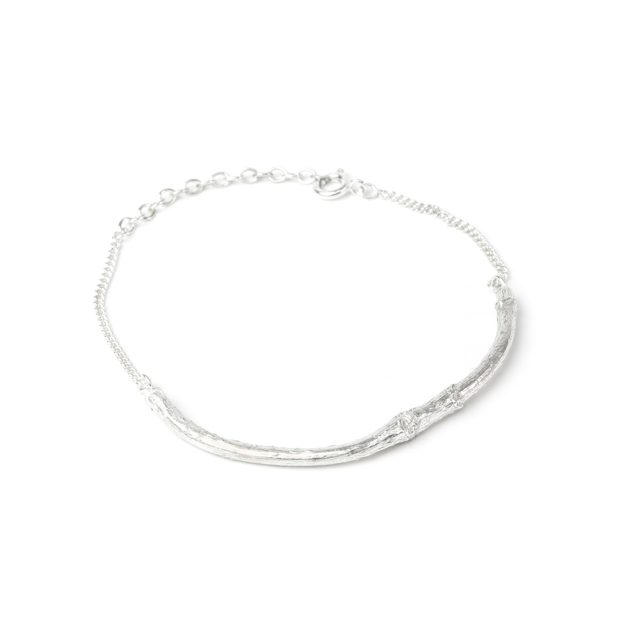 Silver Twig Bracelet on white background