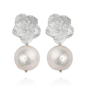 Pearl and Hedgerow flower earrings