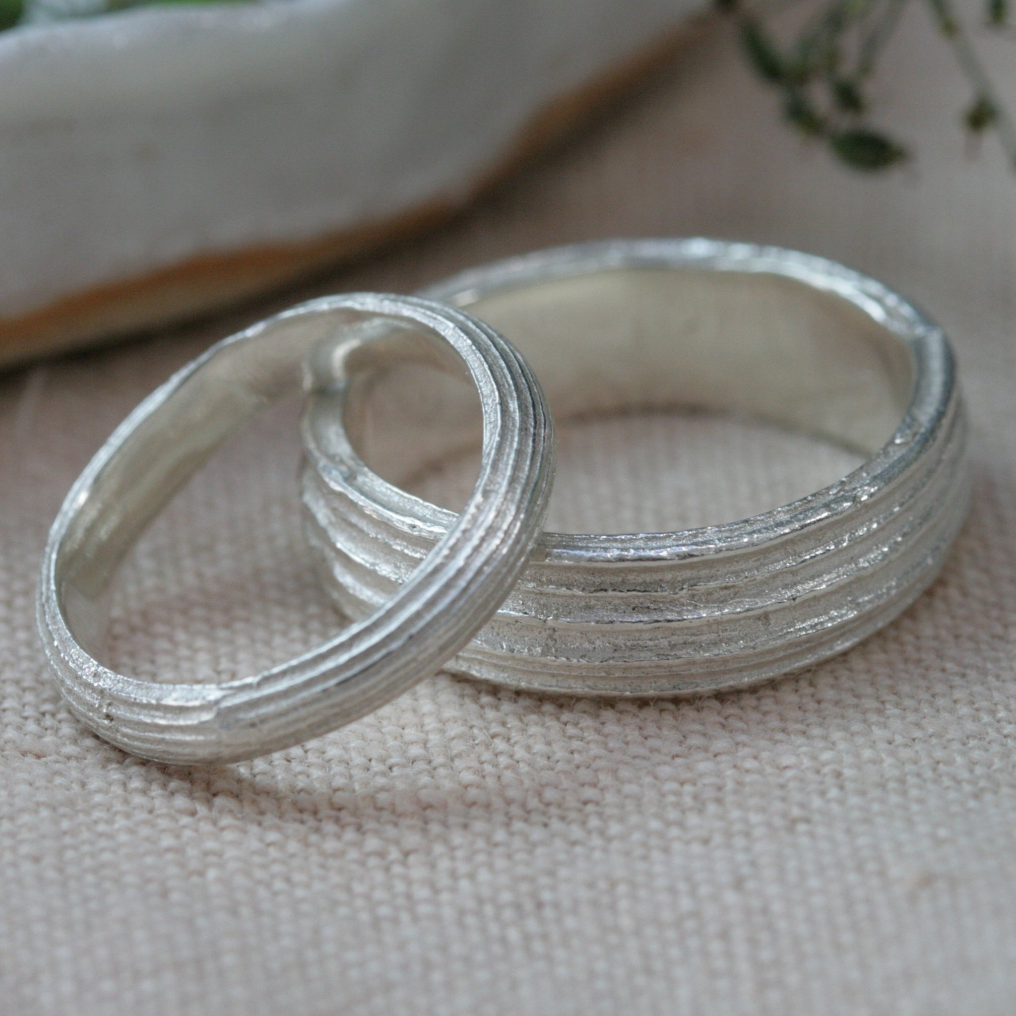 Wide Cow Parsley Wedding Band