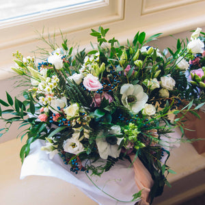 wedding bouquet near window 