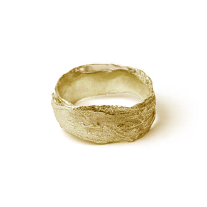 Gold Snow Drop Leaf Wrap Ring on white background 