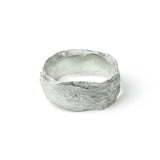 Silver Snow Drop Leaf Wrap Ring on white background 