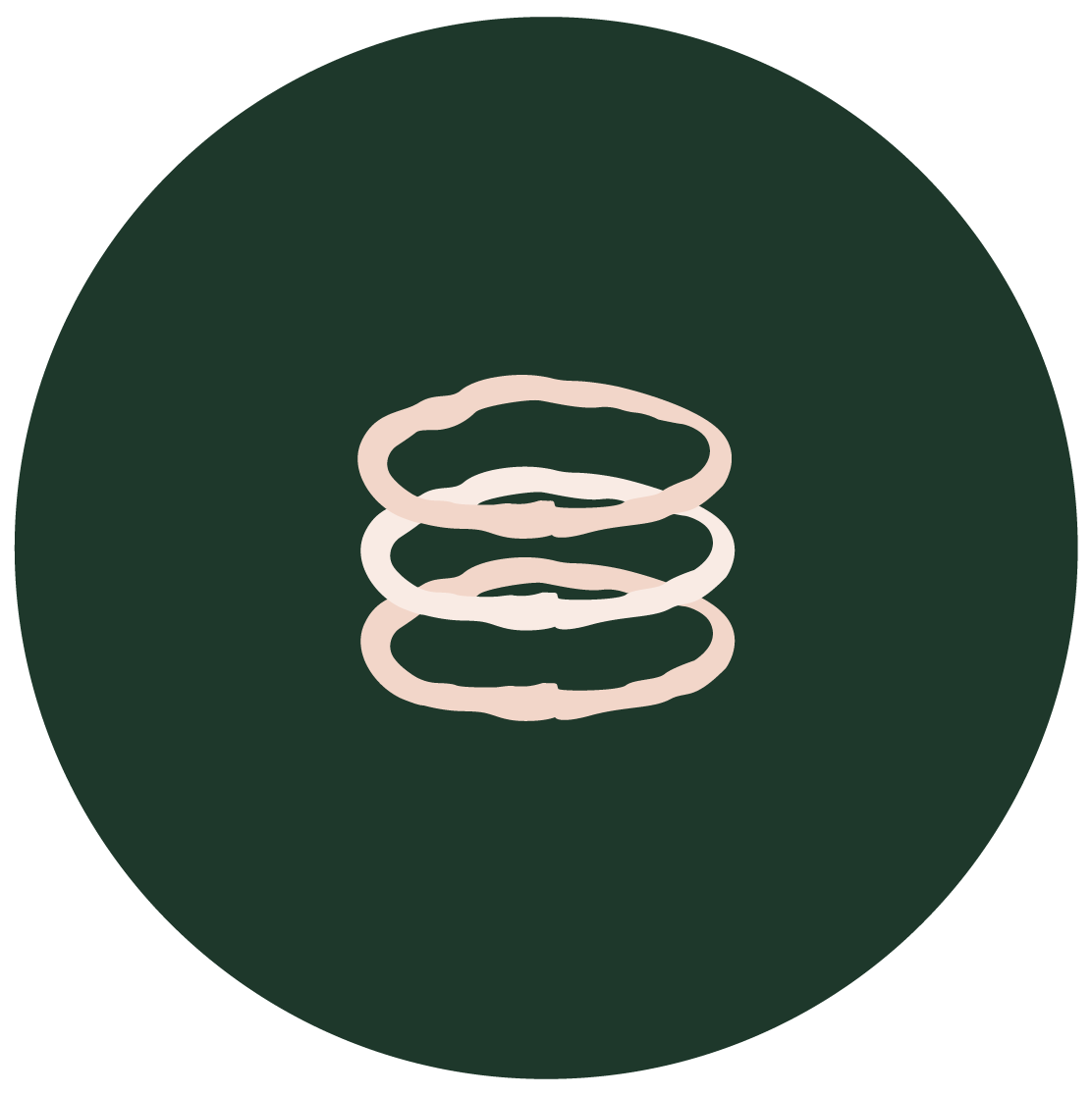 illustration of three stem Stacking Ring on green circle background