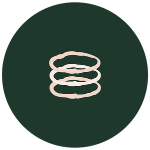 illustration of three stem Stacking Ring on green circle background