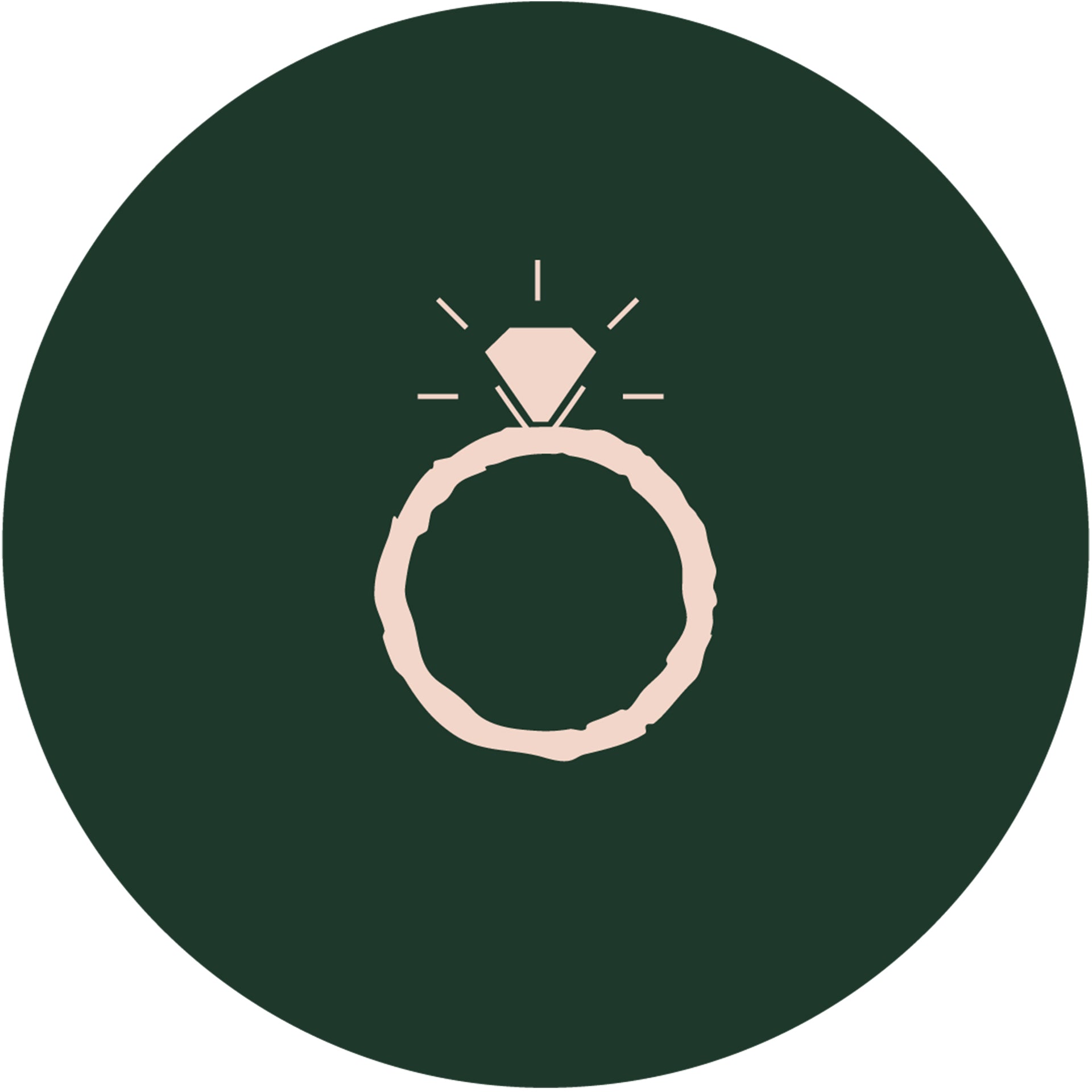 engagement ring illustration on green circle