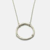 Silver twig eternity pendant necklace detail